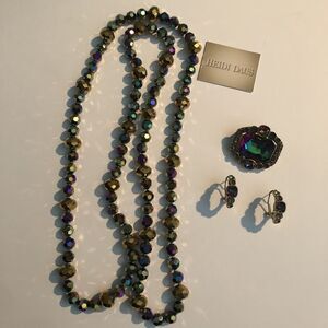 HEIDI DAUS Classic Choice Necklace, Pin & Pierced Earring Set AB Warranty Card